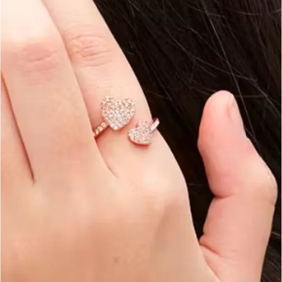 NEW- Kate Spade ♠️ New York Yours Truly Pave Heart Ring Size: 5 Rose Gold